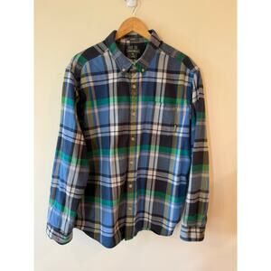 Eddie Bauer Long Sleeve 100% Cotton Plaid Classic Fit Shirt Blue Men's Size XL